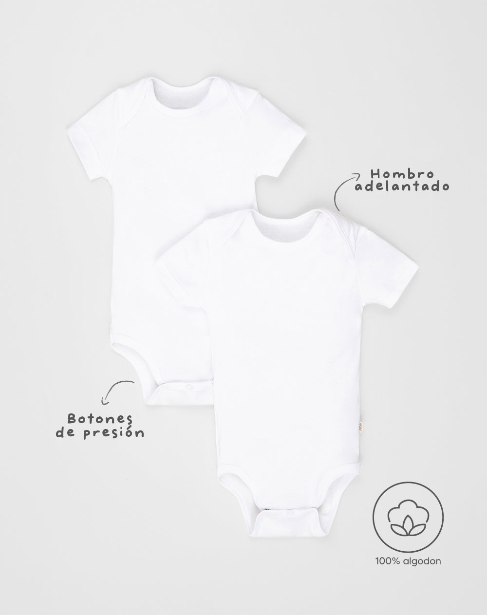 2 bodys cuello redondo manga corta blanco