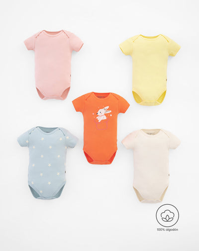5 bodys cuello redondo manga corta surtido