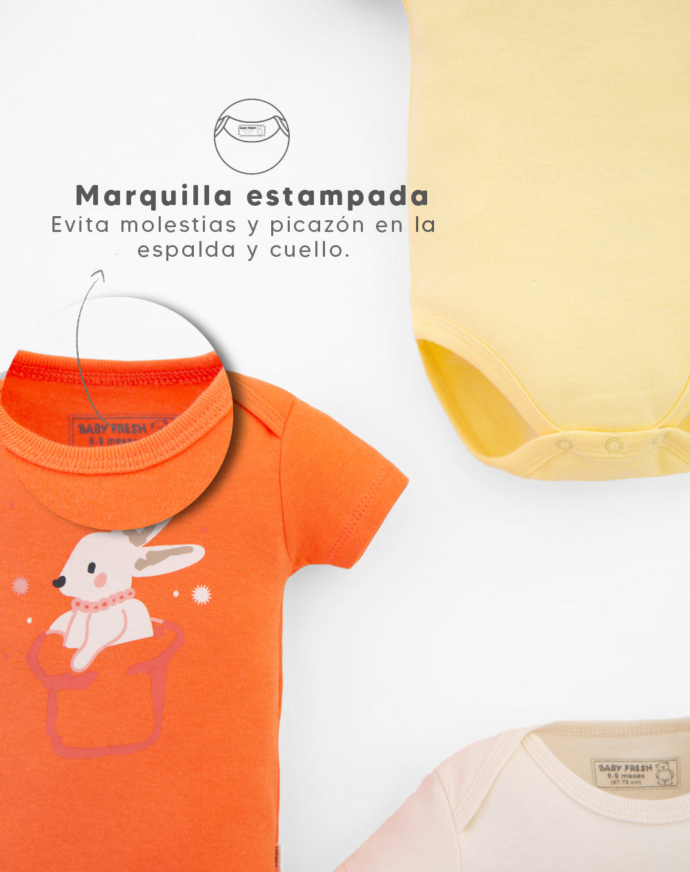 5 bodys cuello redondo manga corta surtido
