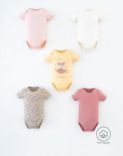 5 bodys cuello redondo manga corta surtido