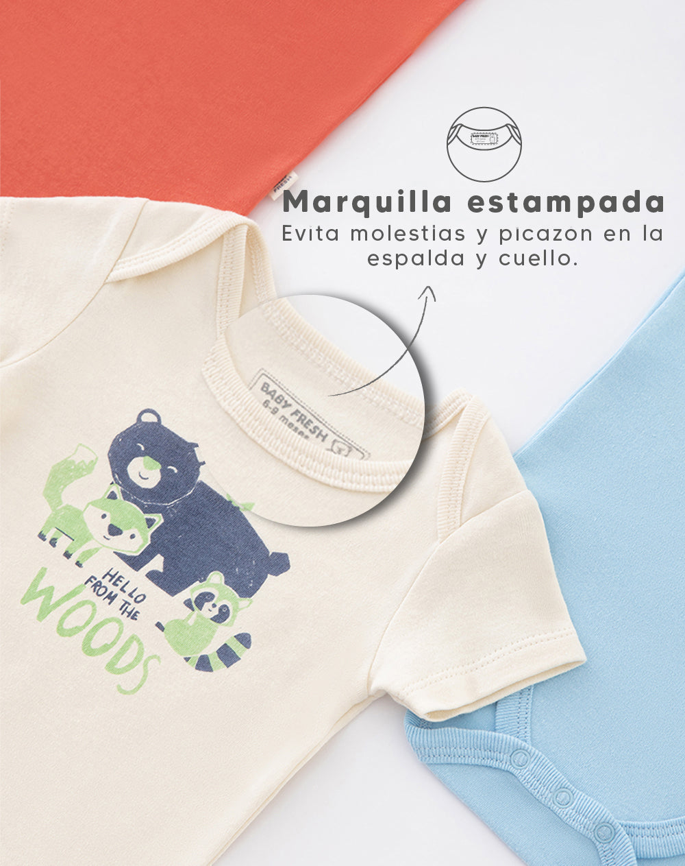 5 bodys cuello redondo manga corta surtido
