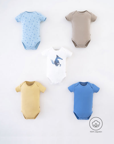 5 bodys cuello redondo manga corta surtido