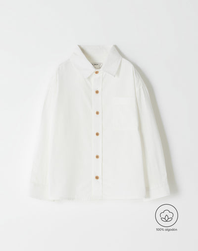 Camisa regular fit manga larga blanca