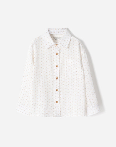 Camisa manga larga regular estampada niño
