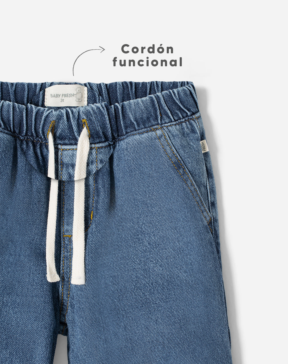 Jean wide cargo algodón tiro medio indigo unisex