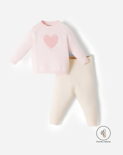 Conjunto buzo + pantalón bebé niña