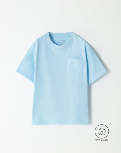 Camiseta oversized fit manga corta azul
