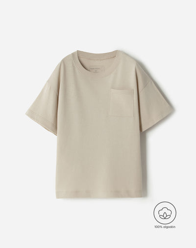 Camiseta oversized fit manga corta habana