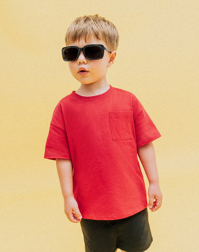 Camiseta oversize algodón roja niño
