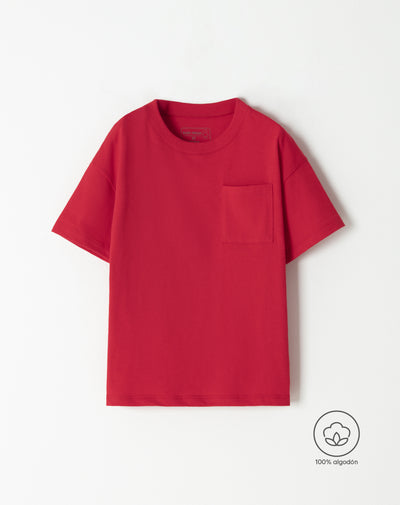 Camiseta oversized fit manga corta roja