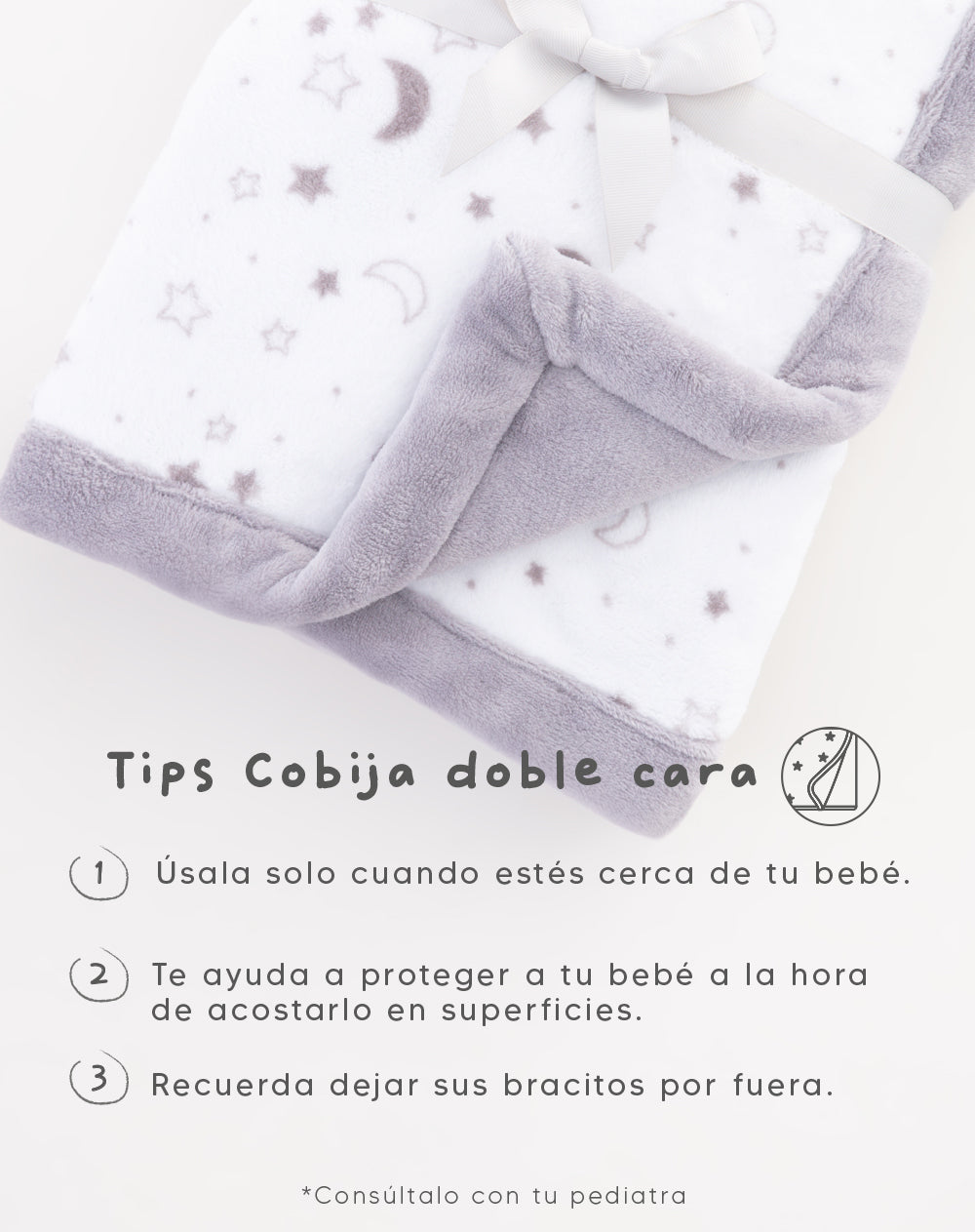 Cobija blanco estampado