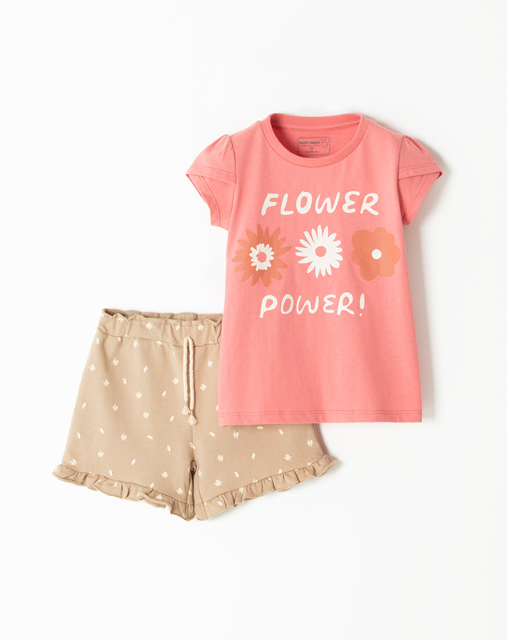 Conjunto camiseta + short estampado rosado estampado