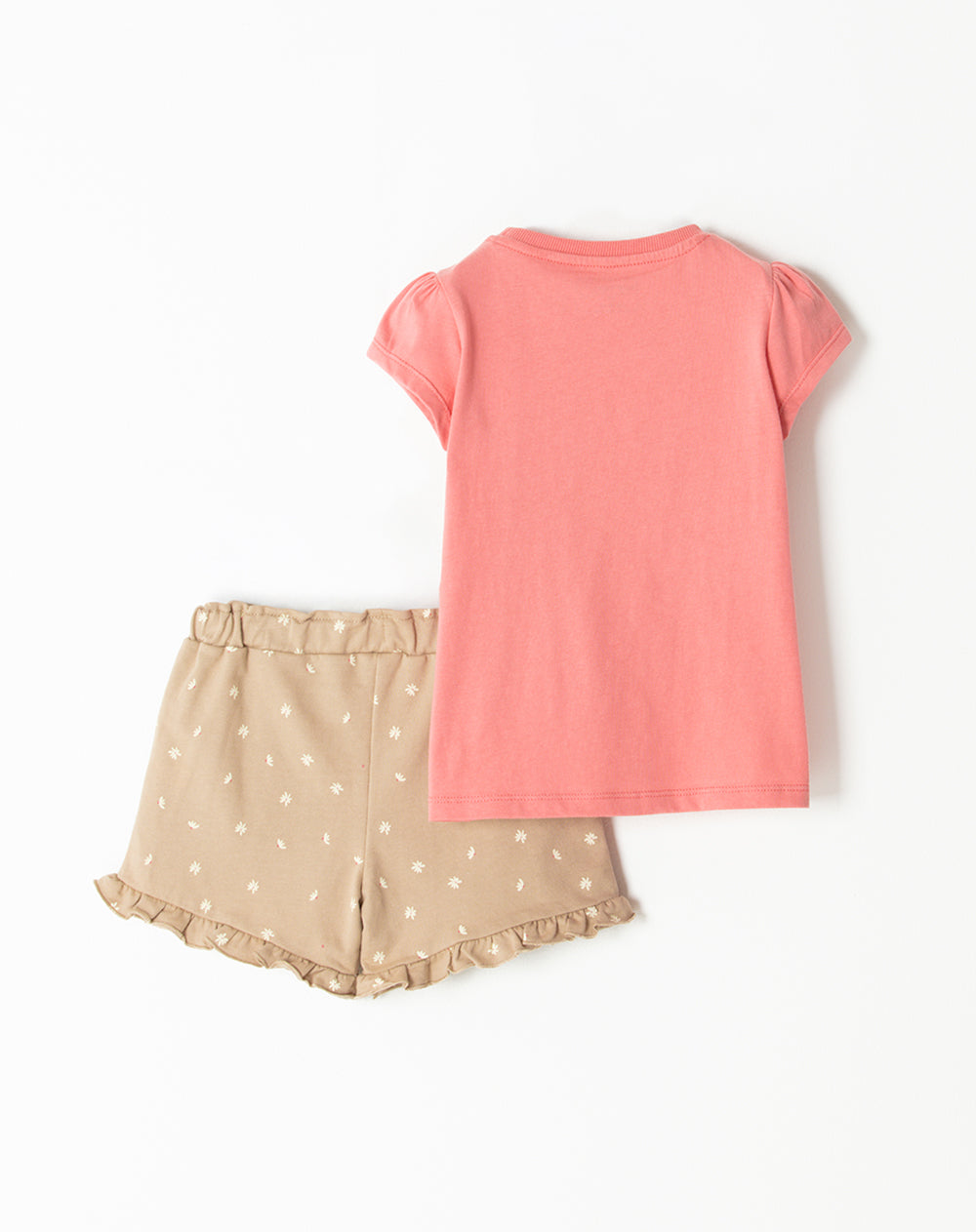 Conjunto camiseta + short estampado rosado estampado