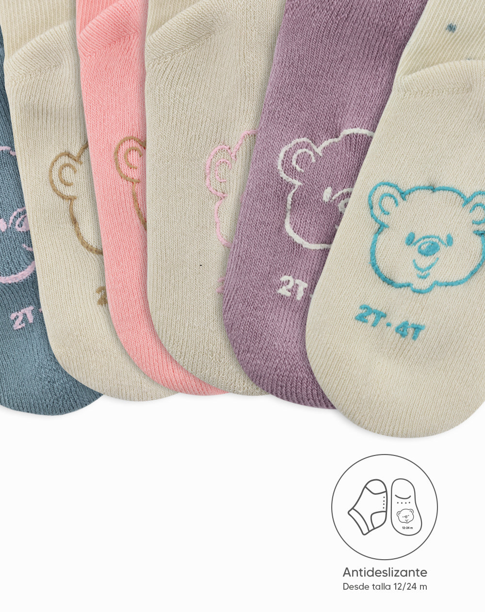 Medias niña algodón largas pack x6 surtido