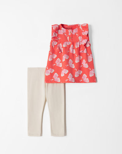 Conjunto pantalon largo coral estampado