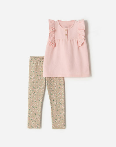 Conjunto pantalon largo rosado estampado