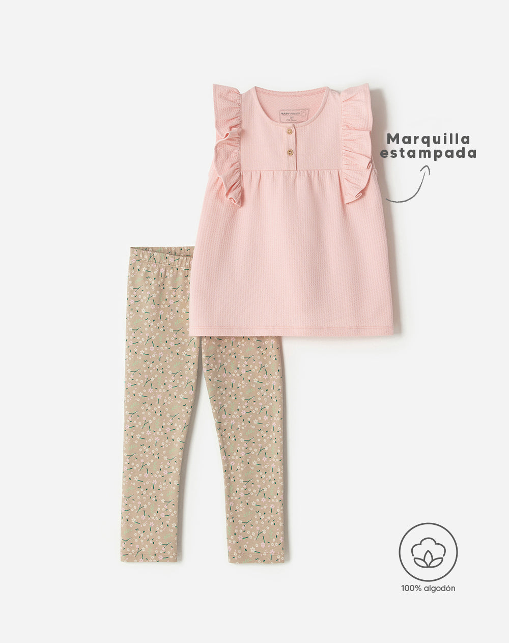 Conjunto pantalon largo rosado estampado
