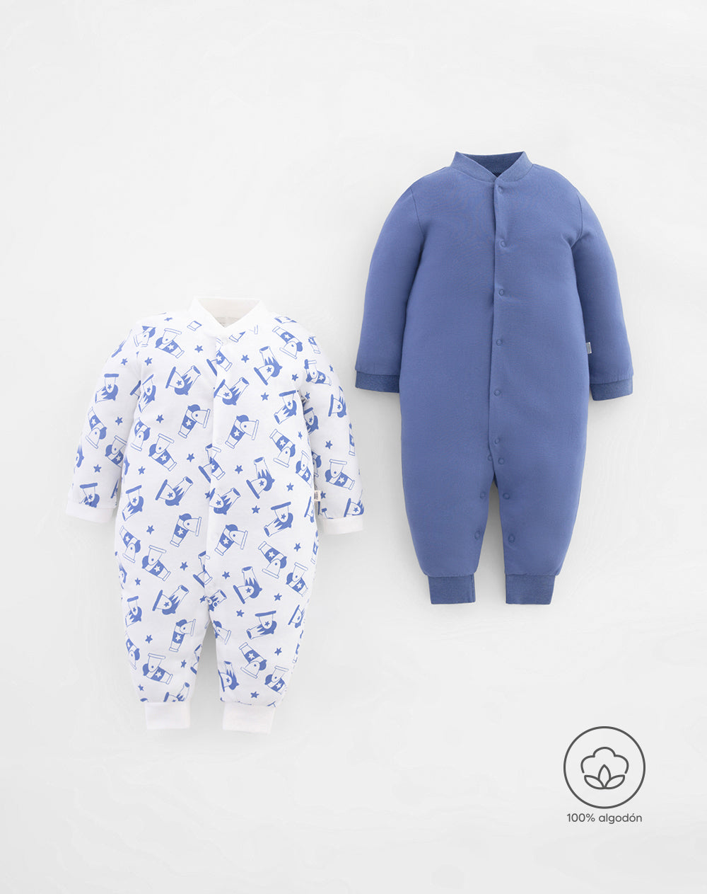 Pijama bebé niño x2 algodón con botones a presión surtida