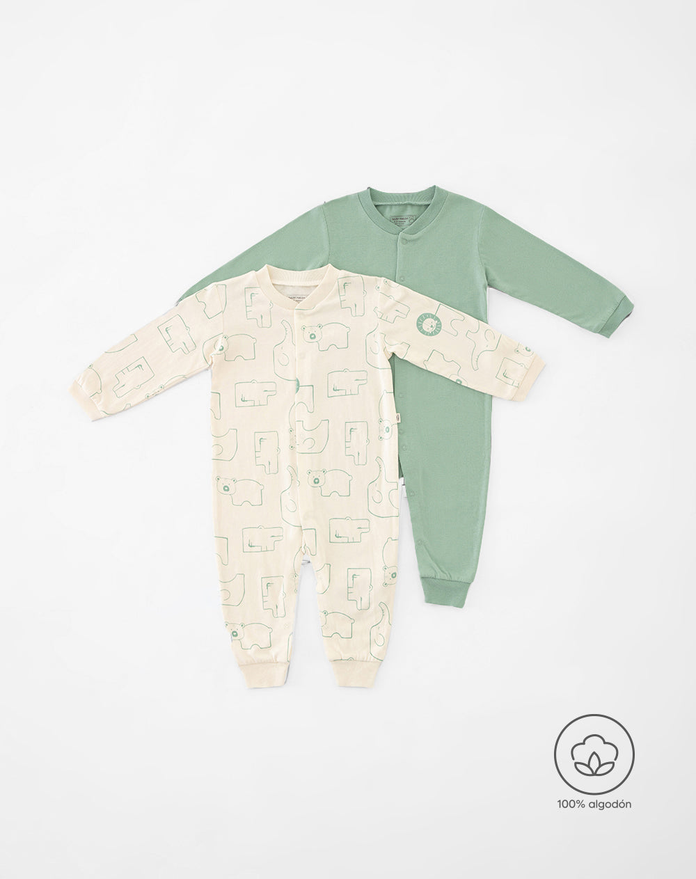 Pijama bebé niño x2 algodón con botones a presión surtida
