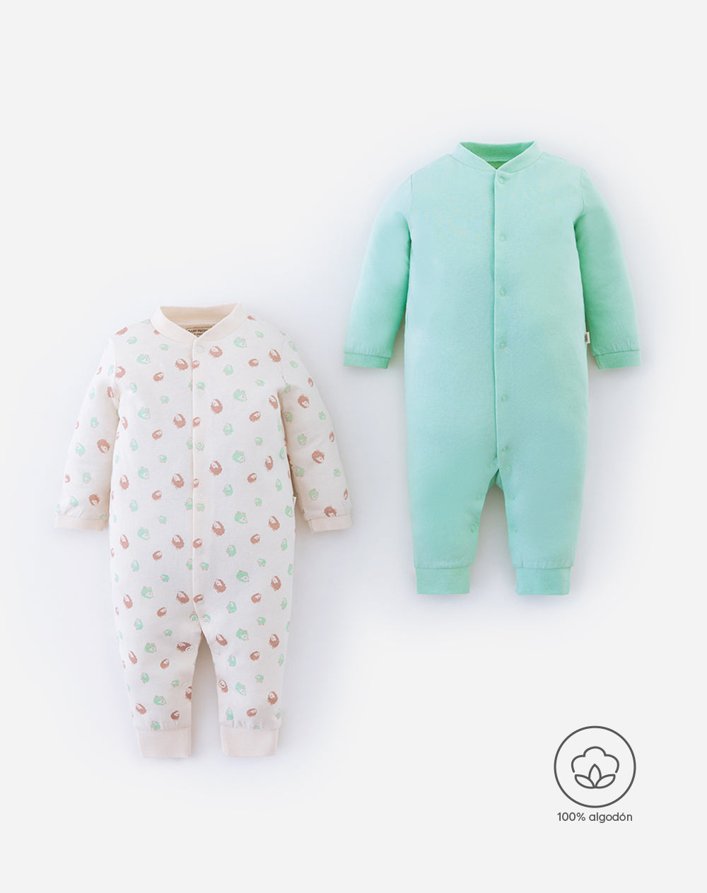 Pijama bebé unisex x2 algodón con botones a presión surtida