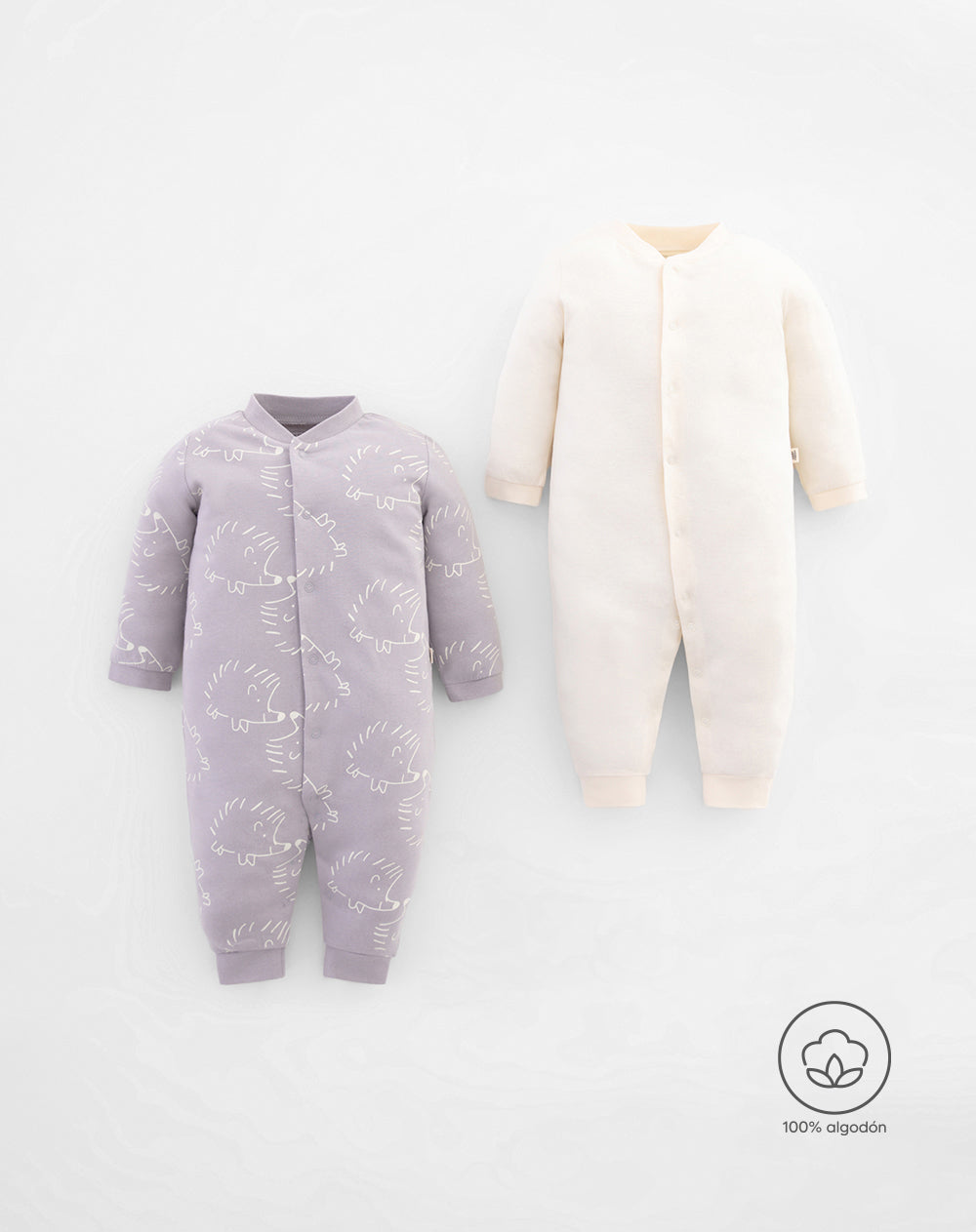 Pijama bebé unisex x2 algodón con botones a presión surtida