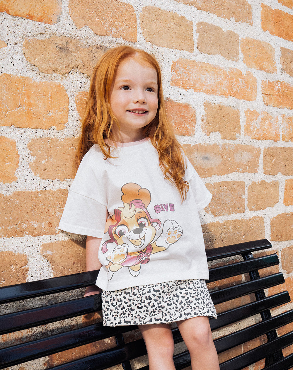 Camiseta regular algodón Paw Patrol crema niña