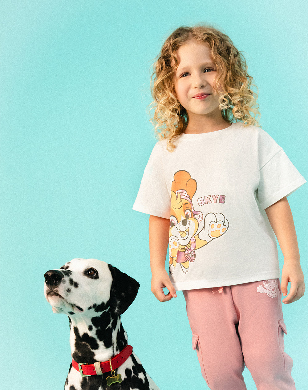 Camiseta regular algodón Paw Patrol crema niña