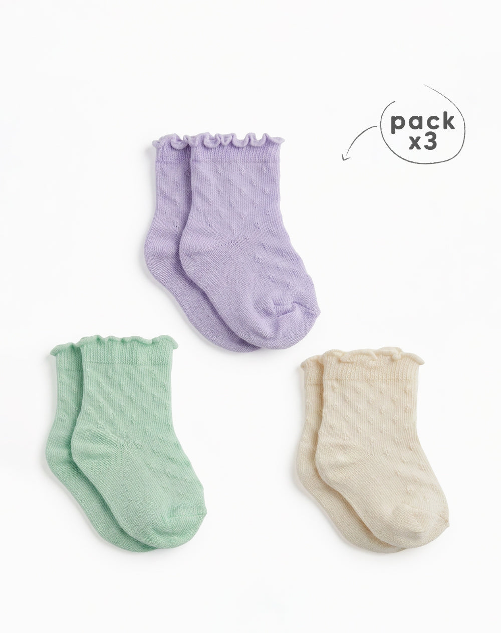 Medias bebé niña tobilleras pack x3 surtido