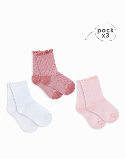Medias niña largas pack x3 surtido