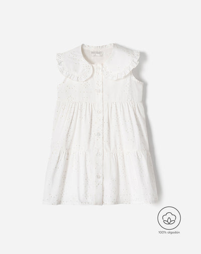 Vestido midi algodón blanco niña