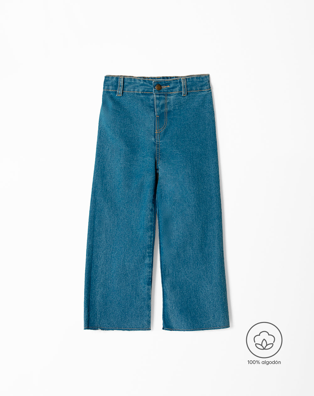 Pantalón regular fit tiro alto indigo medio