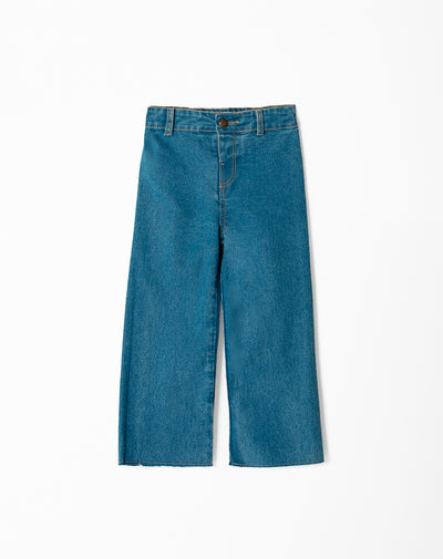 Pantalón regular fit tiro alto indigo medio