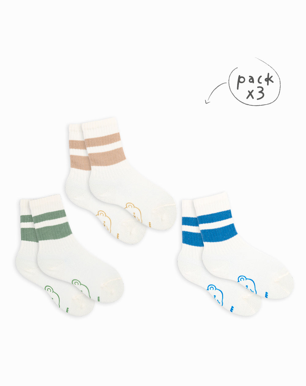 3 pares de medias largas surtidas