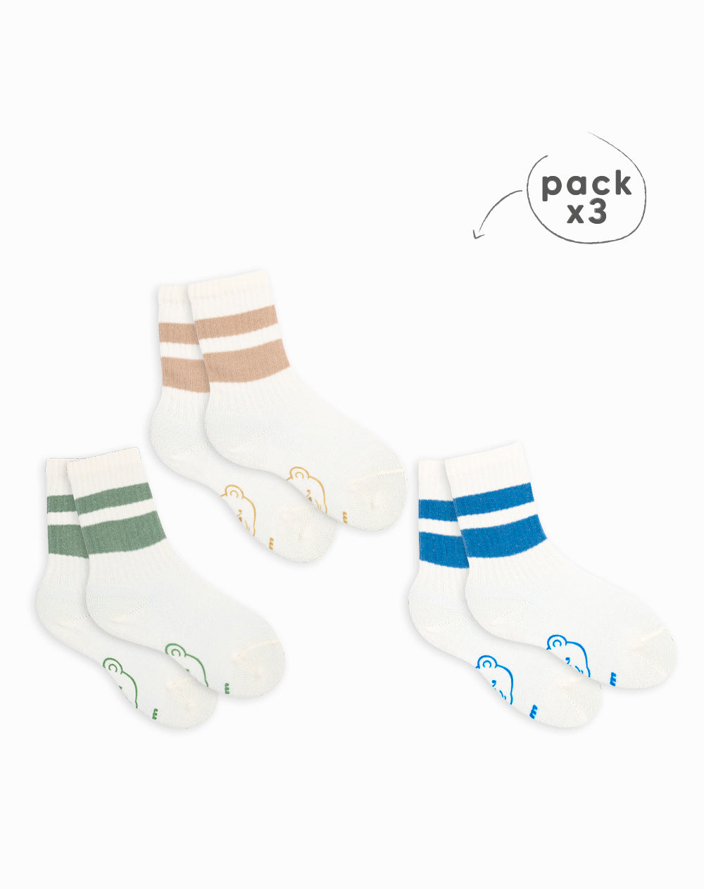 Medias niño algodón largas pack x3 surtido