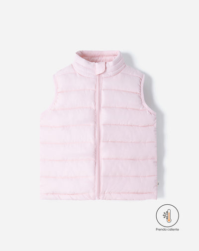 Chaleco regular fit sin capucha rosado