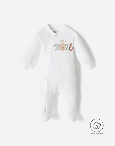 Pijama bebé niño algodón cierre doble sentido blanca