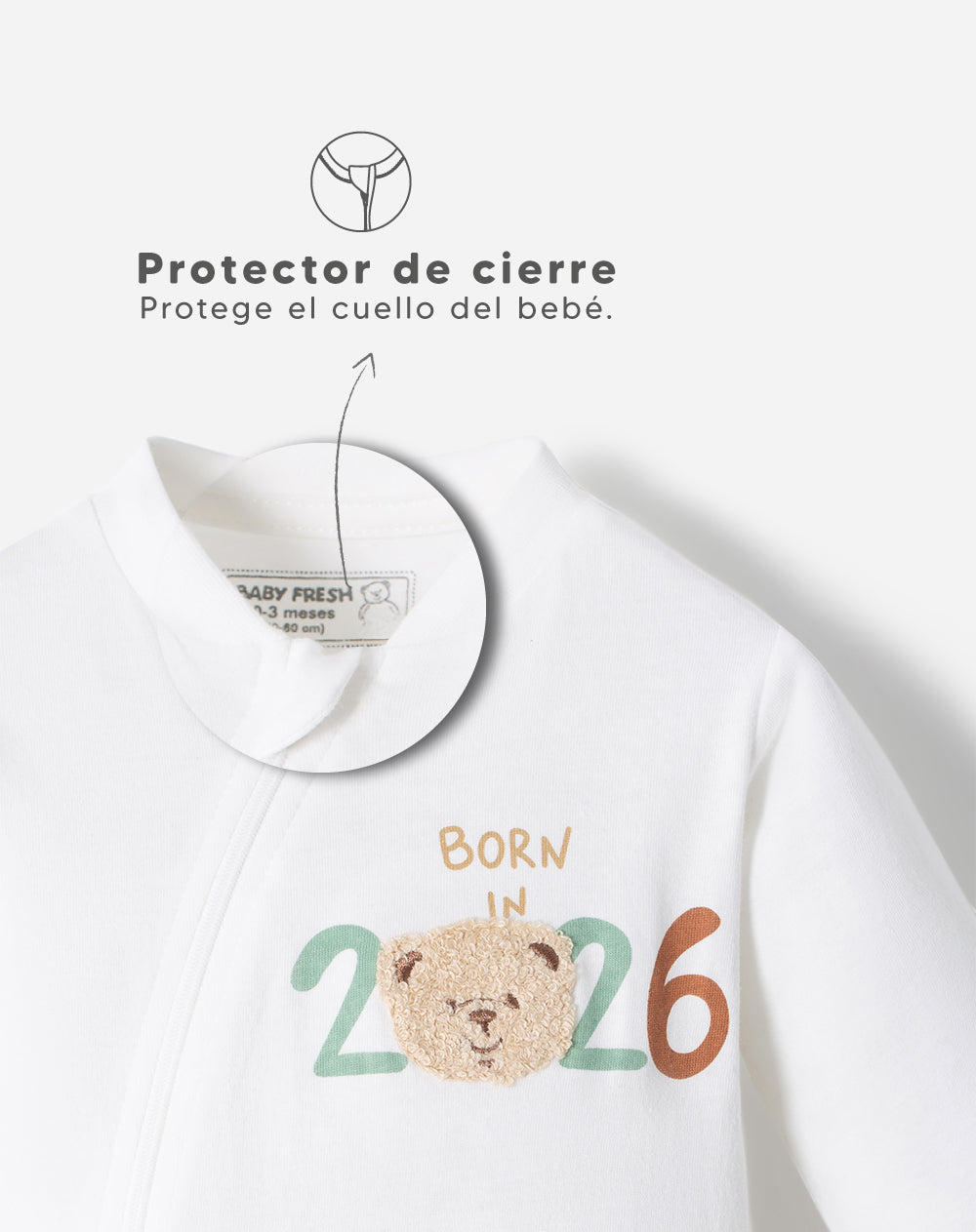 Pijama bebé niño algodón cierre doble sentido blanca