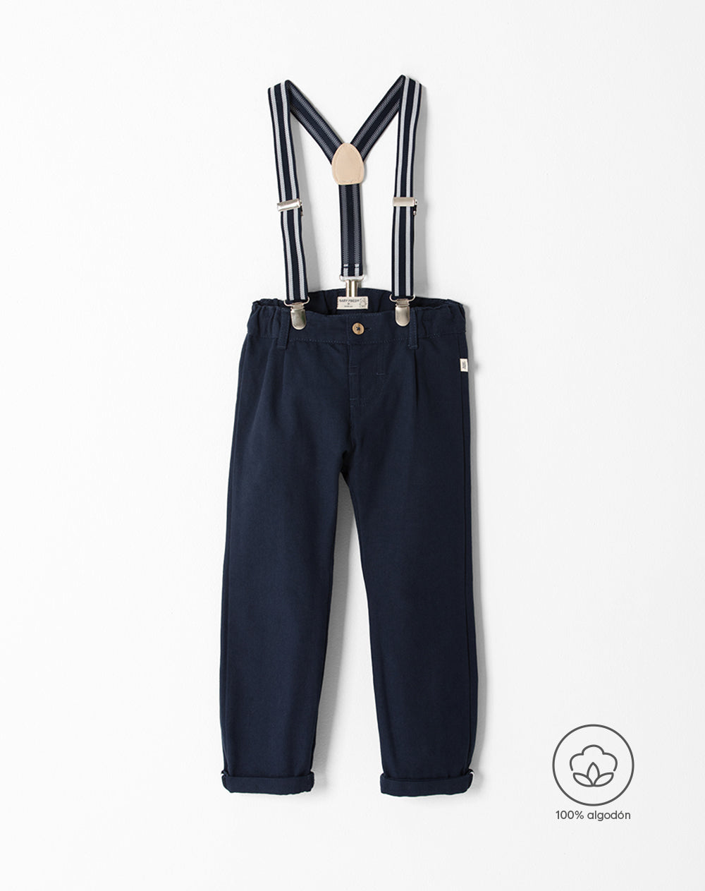 Pantalón regular fit tiro medio en drill azul