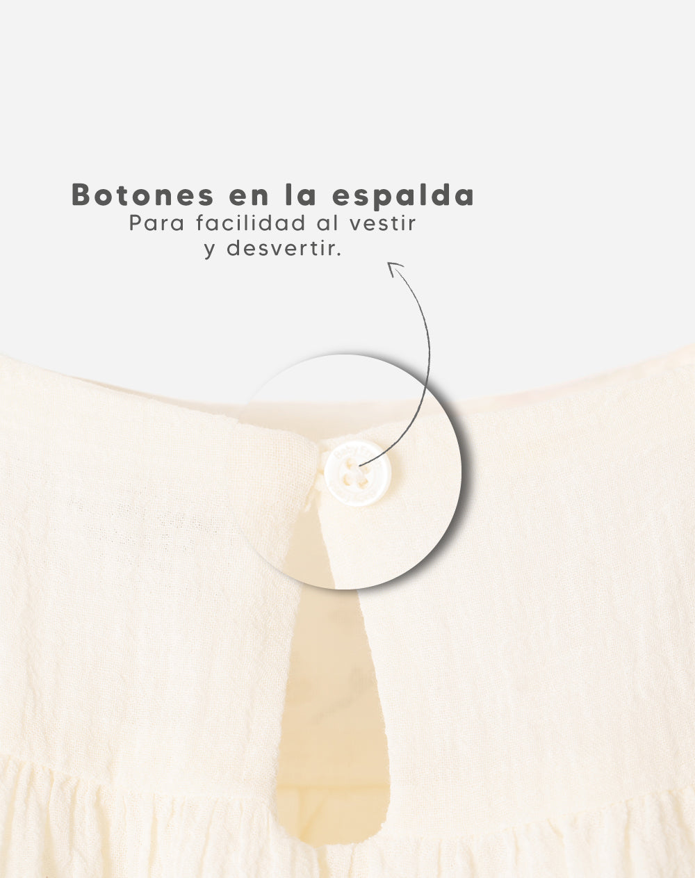 Conjunto vestido + bloomer crema bebé niña