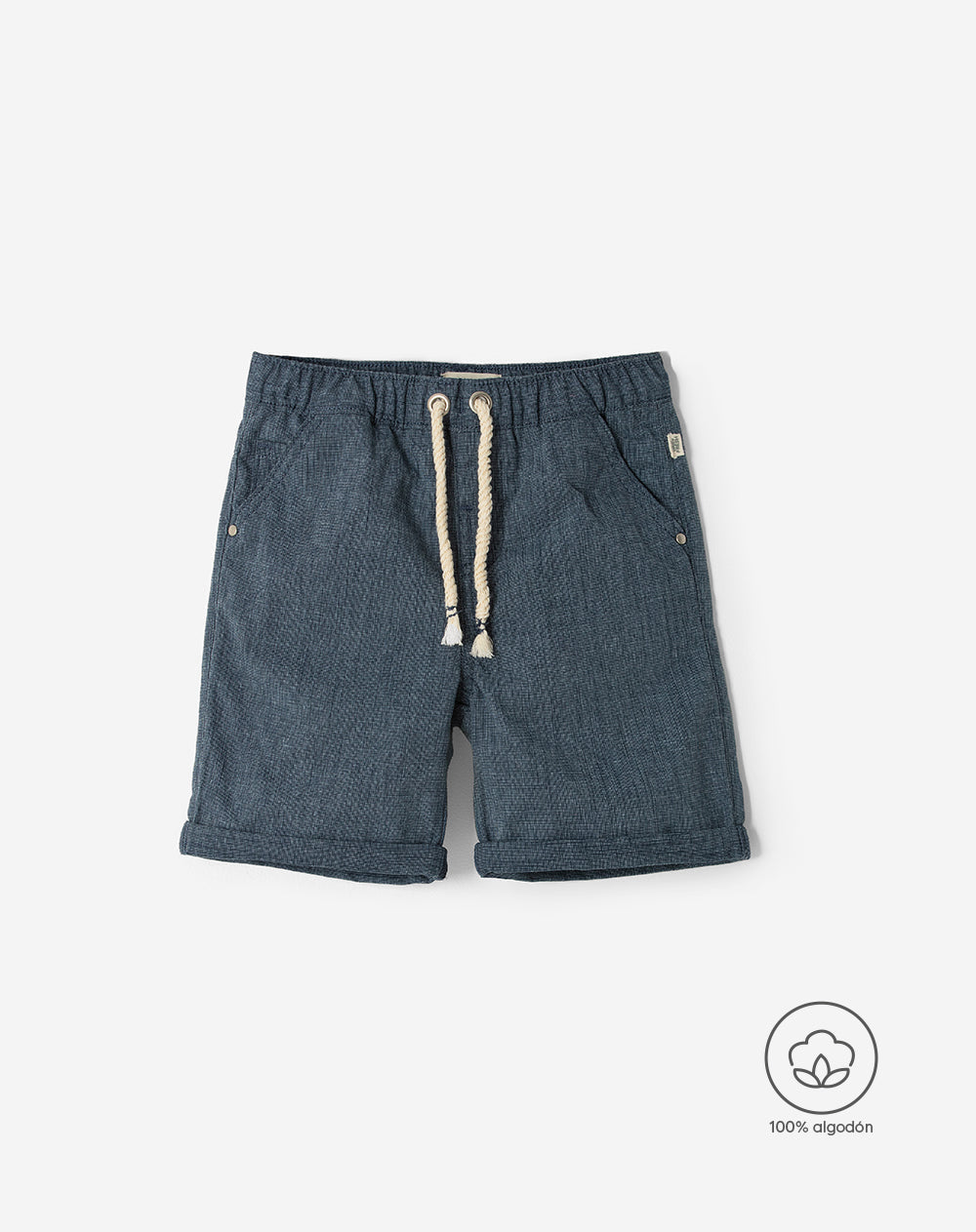 Bermuda regular fit en drill azul