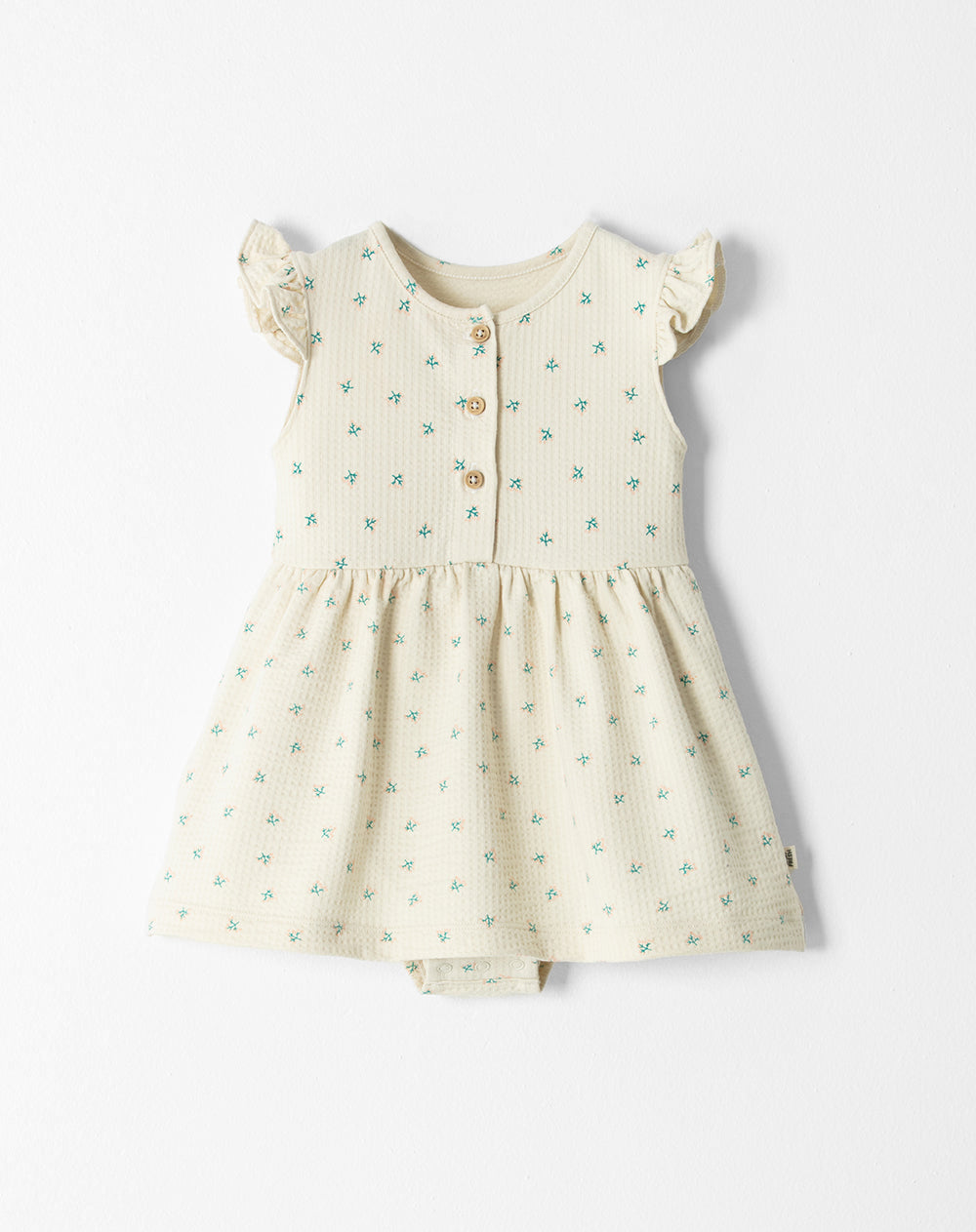Vestido corto beige estampado