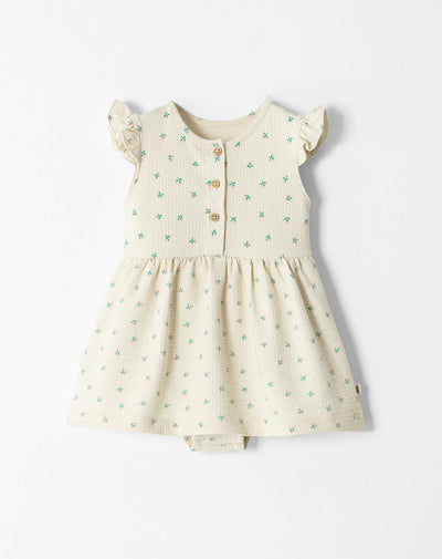 Vestido corto beige estampado