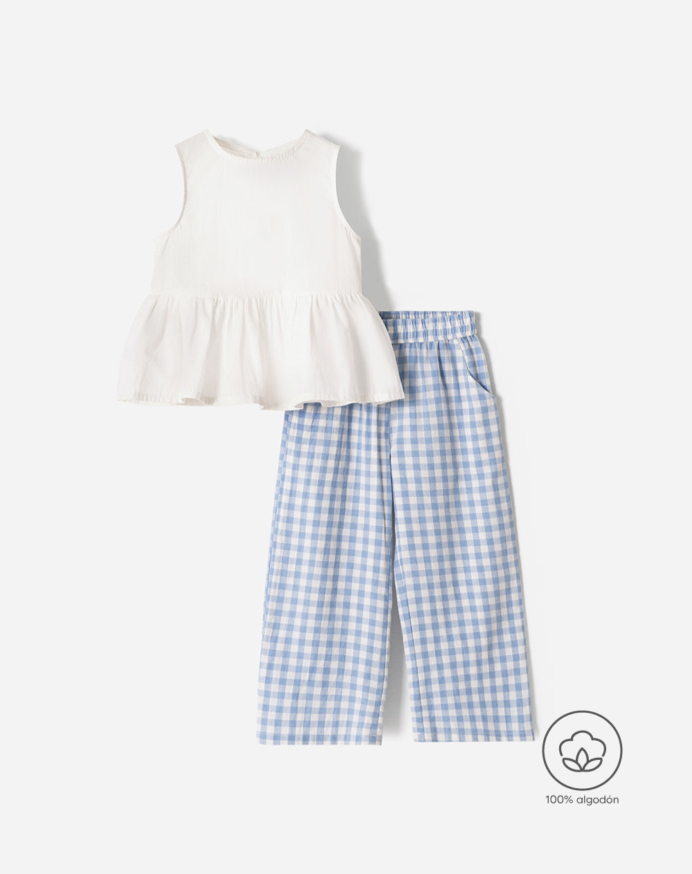 Conjunto blusa + pantalón algodón lila niña