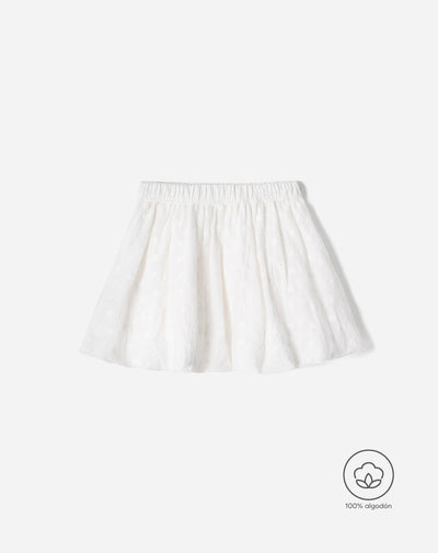 Falda bordada blanca niña