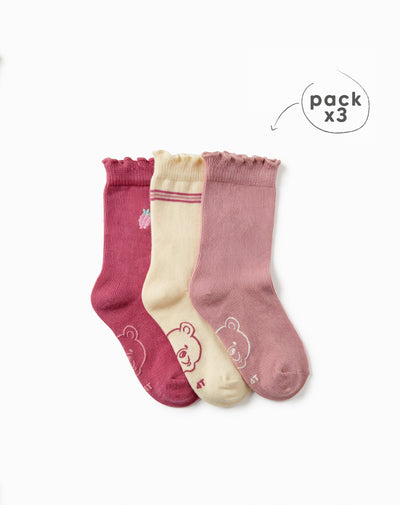 Medias niña largas pack x3 surtido