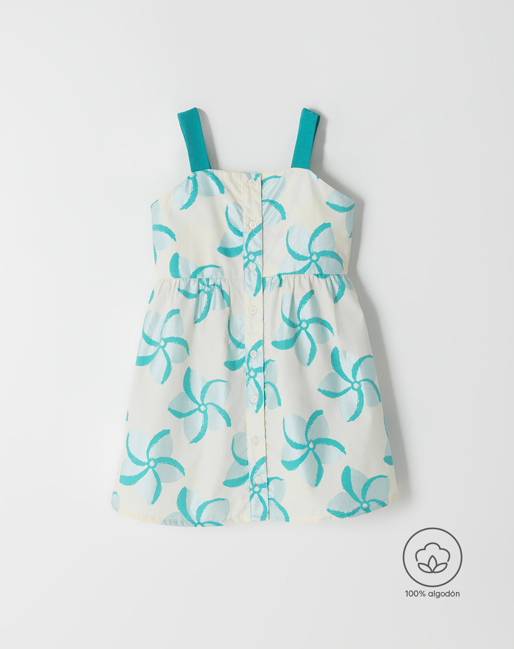 Vestido medio beige estampado