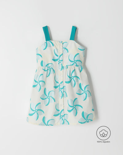Vestido corto algodón estampado niña