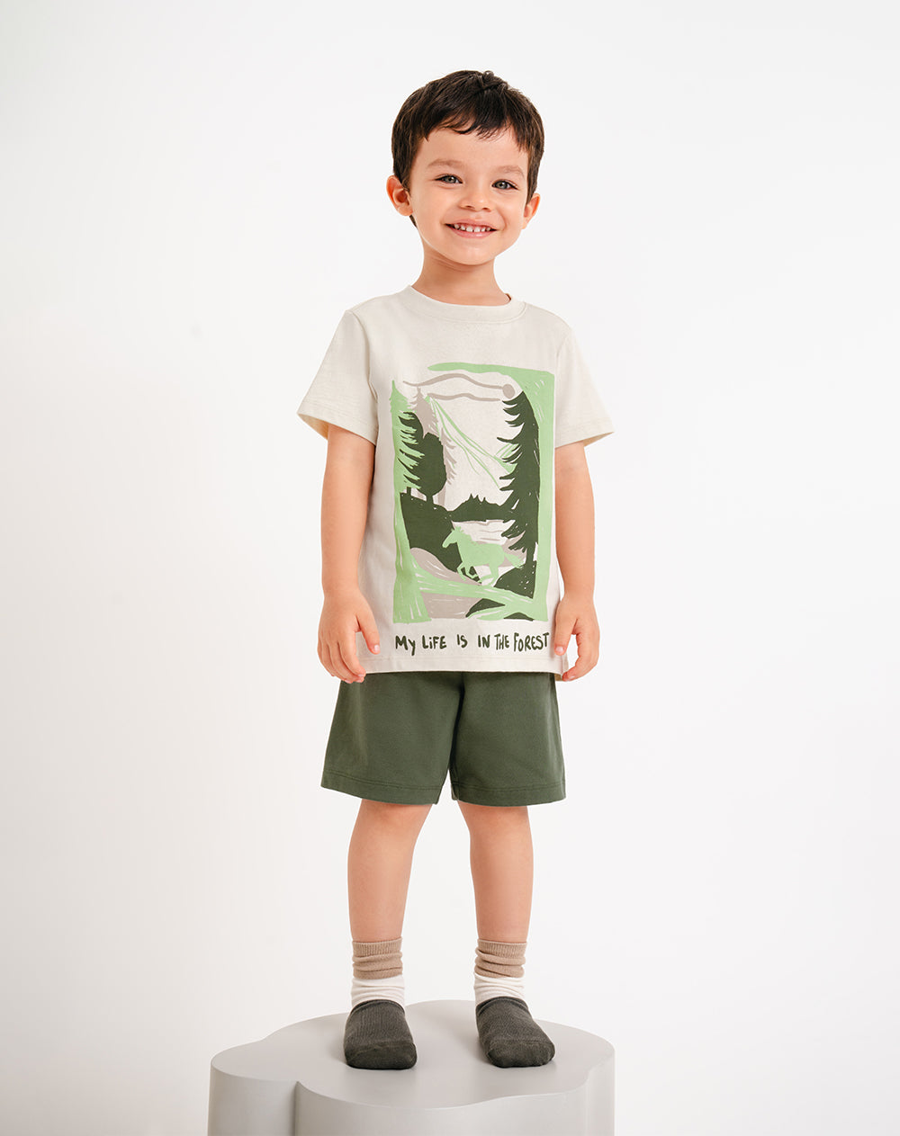 Pijama regular fit manga corta verde