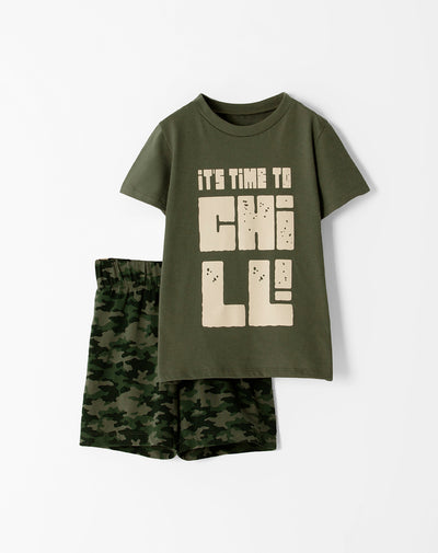 Pijama regular fit manga corta verde camuflada