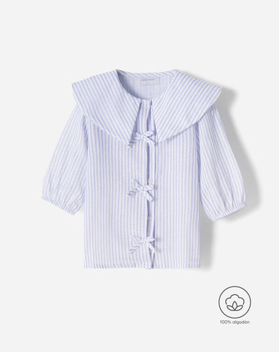 Blusa cuello marinero algodón rayas niña